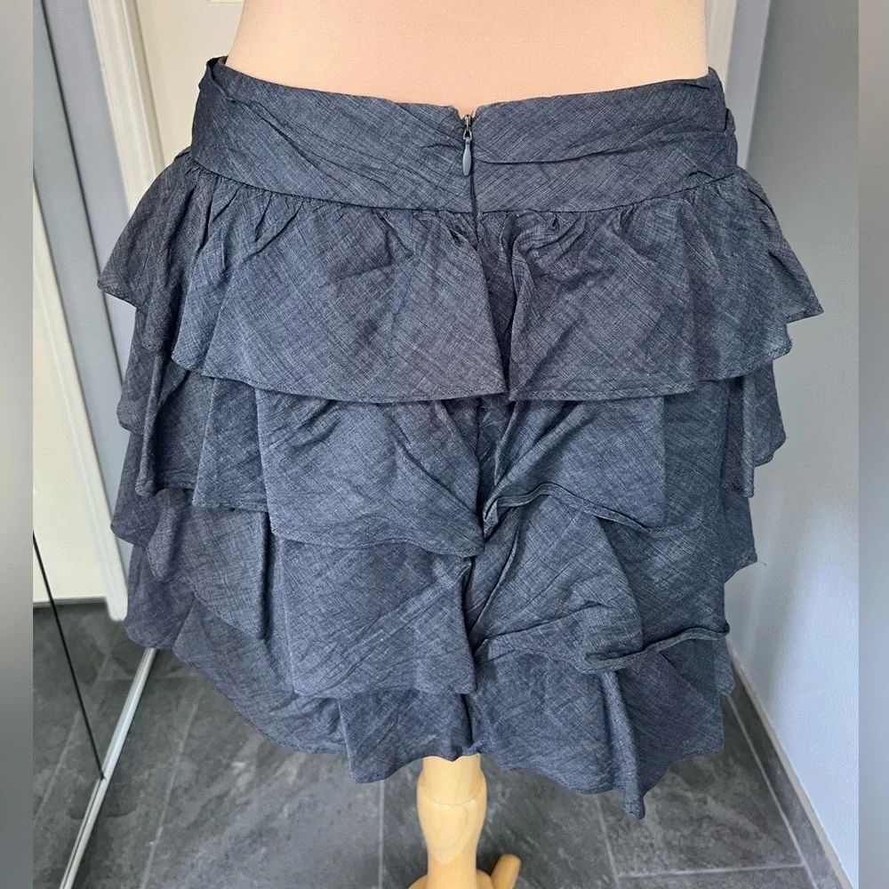Banana‎ Republic Chambray Tiered Ruffle Skirt